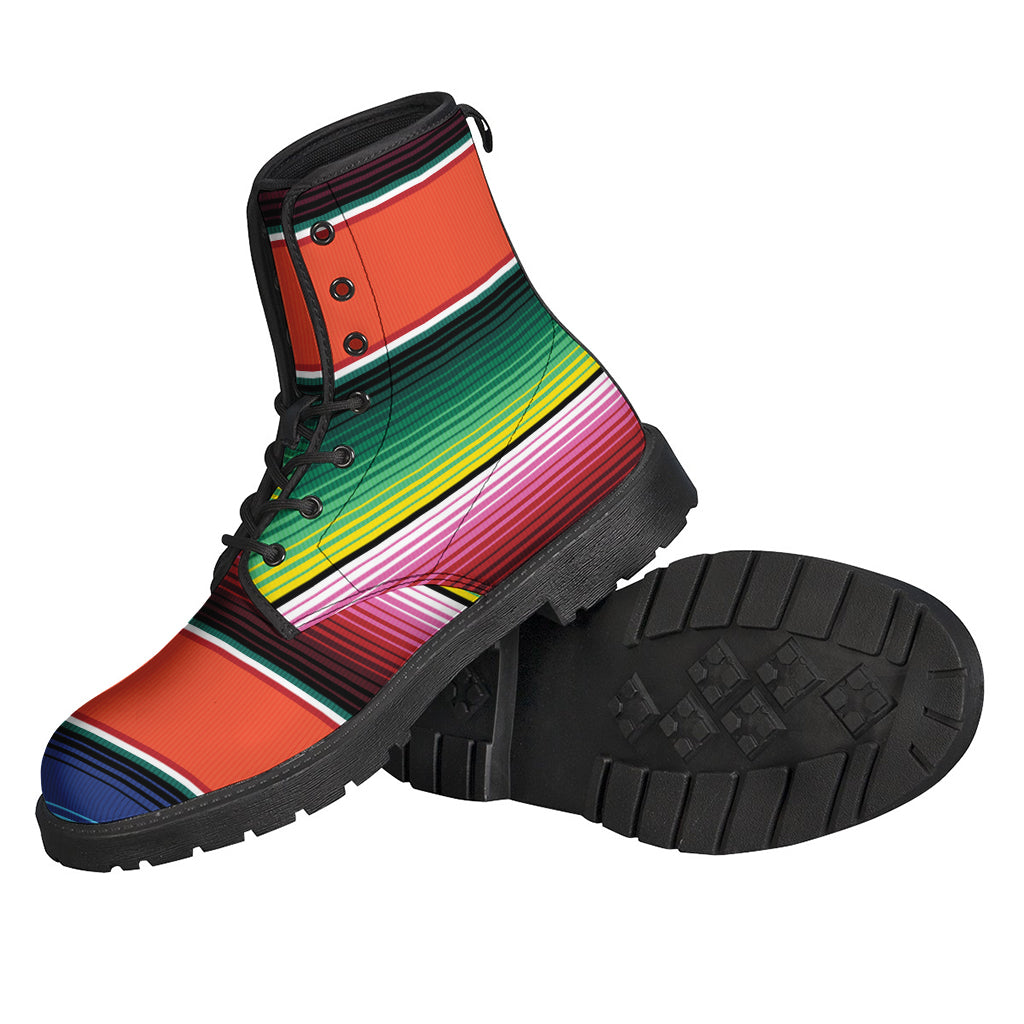 Colorful Serape Blanket Pattern Leather Boots: Embrace Your Inner Hippie Chic - 2