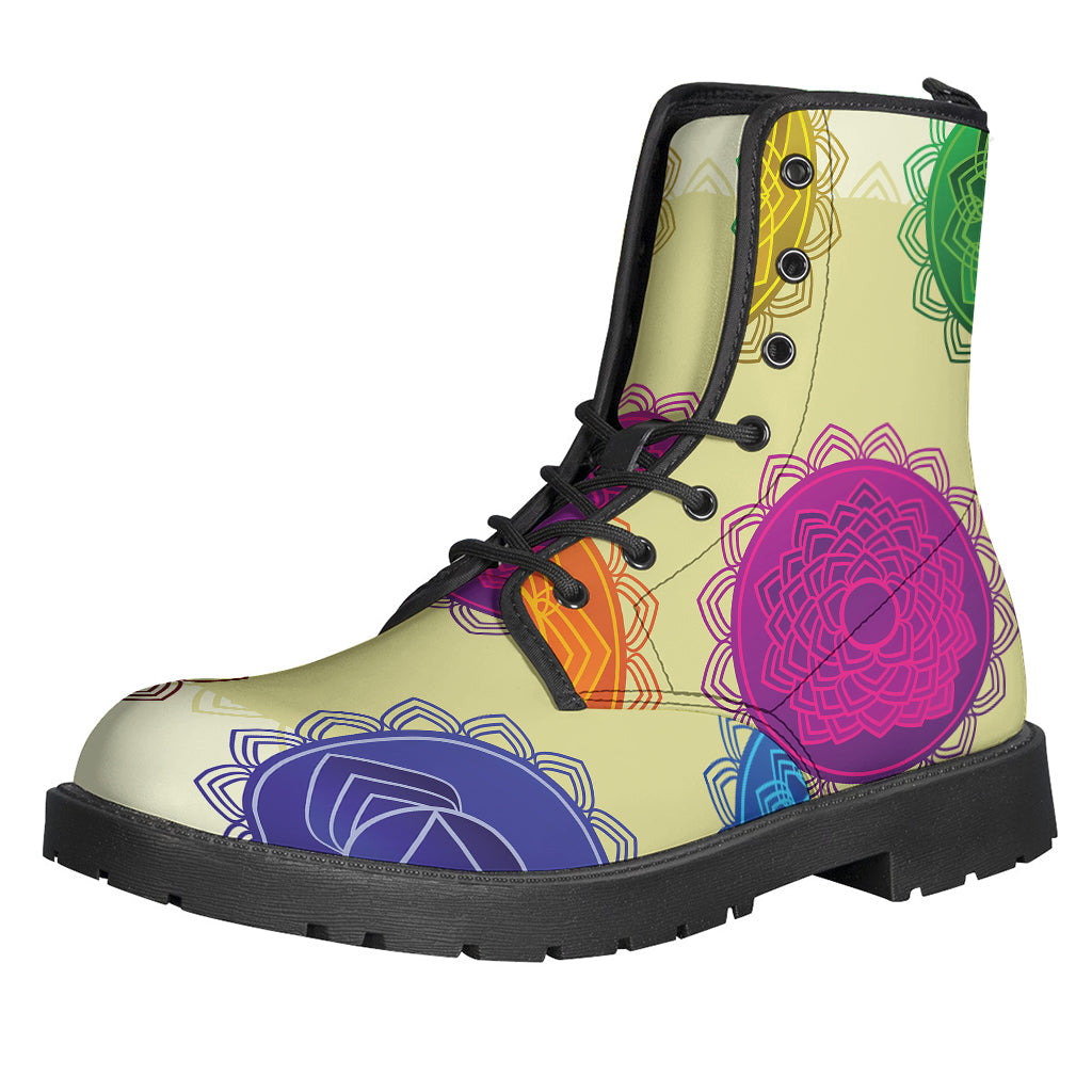 Step Out in Style with Colorful Seven Chakras Leather Boots - 1