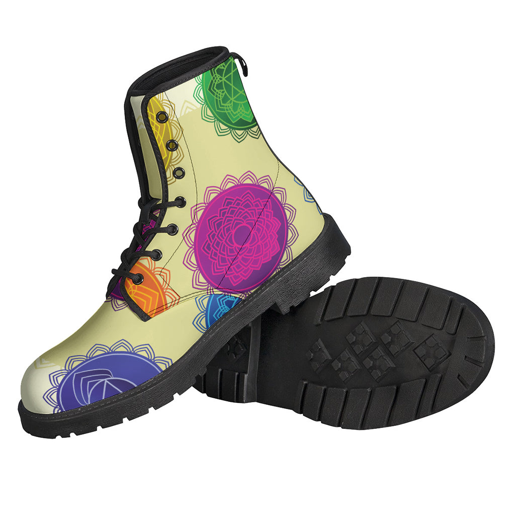 Step Out in Style with Colorful Seven Chakras Leather Boots - 2