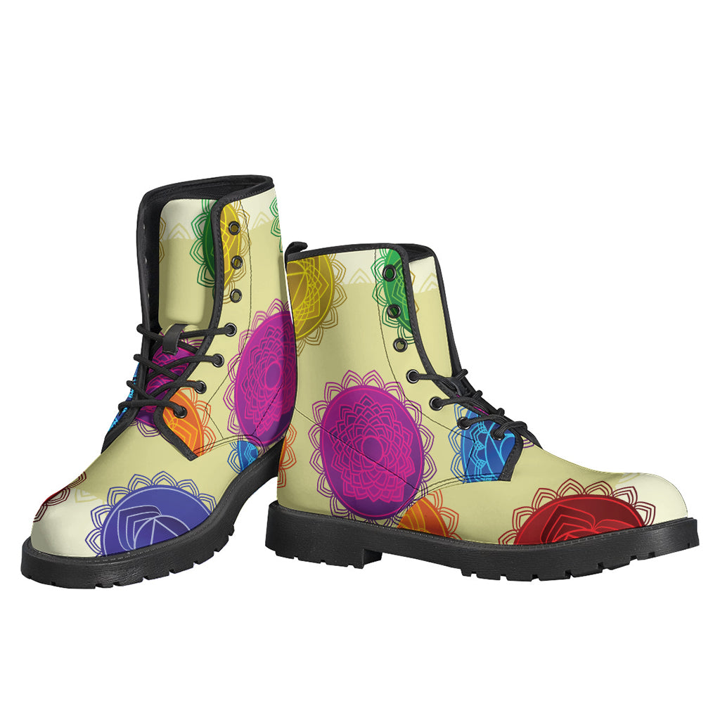 Step Out in Style with Colorful Seven Chakras Leather Boots - 3