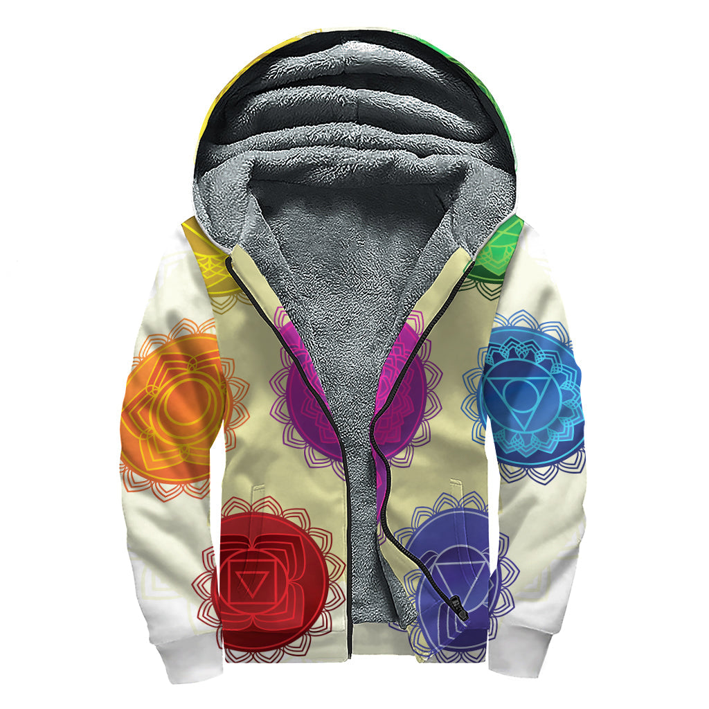 Colorful Chakras Sherpa Lined Hoodie for Free-Spirited Hippies - 1