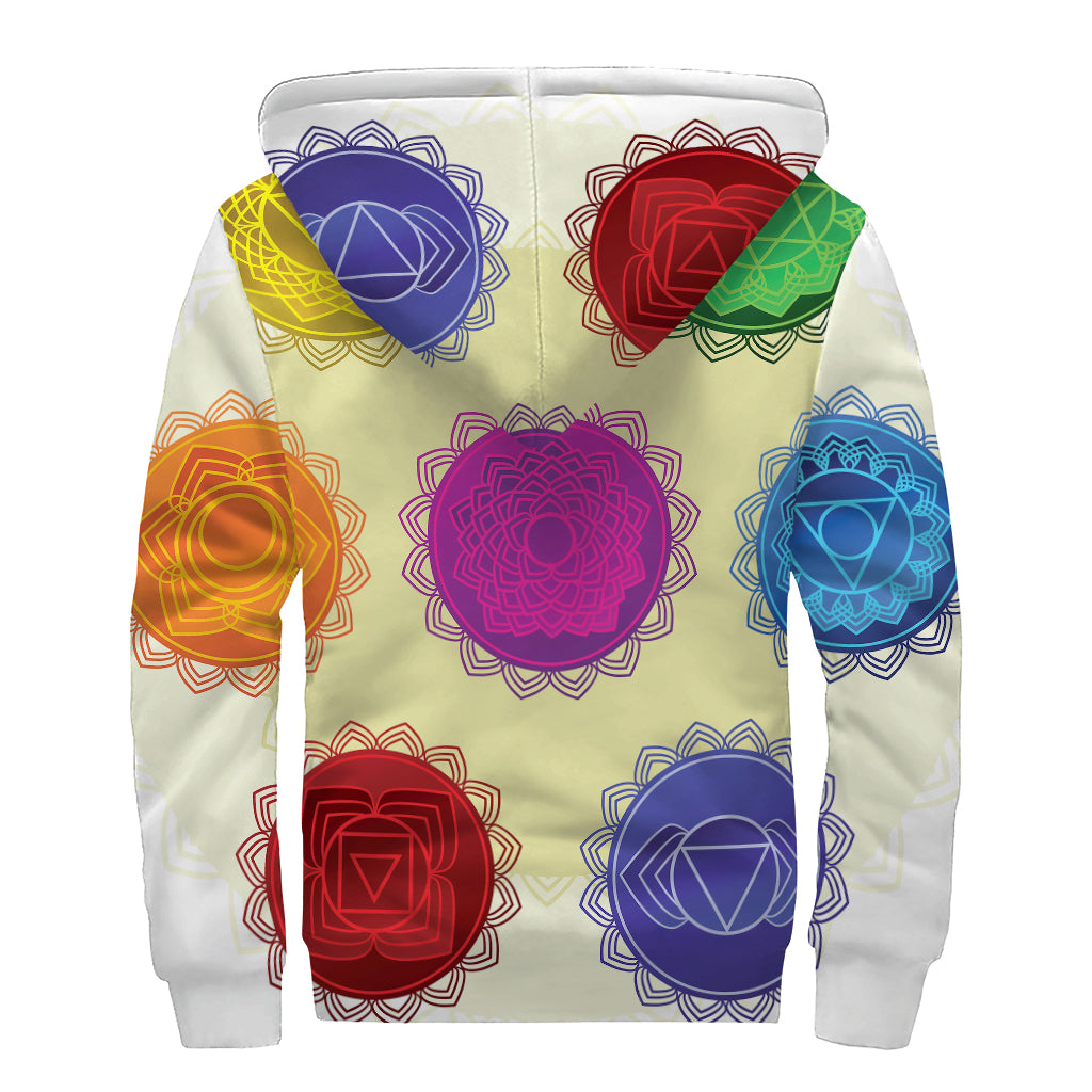 Colorful Chakras Sherpa Lined Hoodie for Free-Spirited Hippies - 2