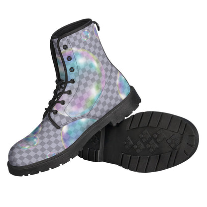 Colorful Soap Bubble Print Hippie Leather Lightweight Boots - 2