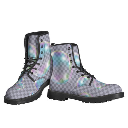 Colorful Soap Bubble Print Hippie Leather Lightweight Boots - 3