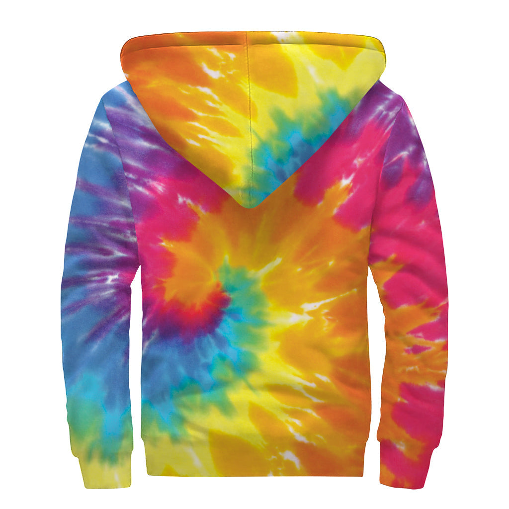 Colorful Spiral Tie-Dye Sherpa Hoodie for Cosy Hippie Vibes - 2