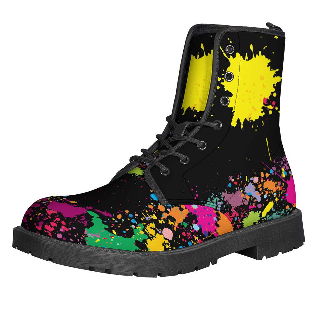 Groovy Vibes: Colorful Splash Yin Yang Leather Boots for Modern Hippies - 1