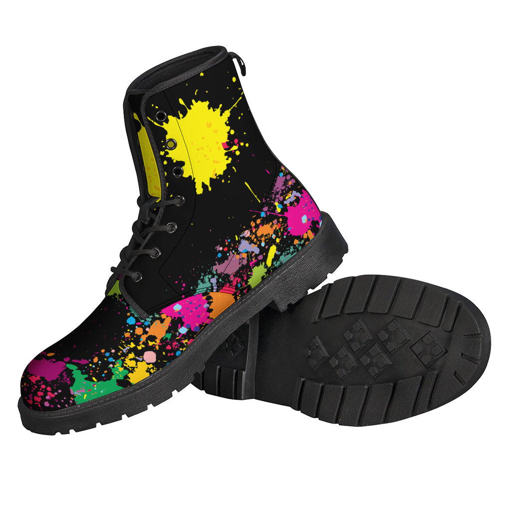 Groovy Vibes: Colorful Splash Yin Yang Leather Boots for Modern Hippies - 2