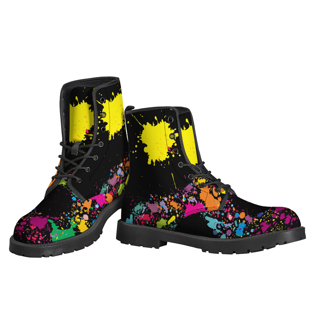 Groovy Vibes: Colorful Splash Yin Yang Leather Boots for Modern Hippies - 3