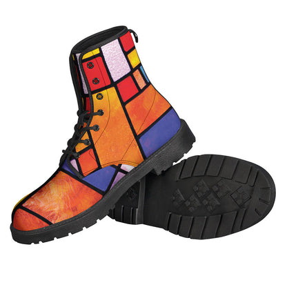 Groovy Mosaic Leather Lightweight Boots for the Free-Spirited Hippie - 2