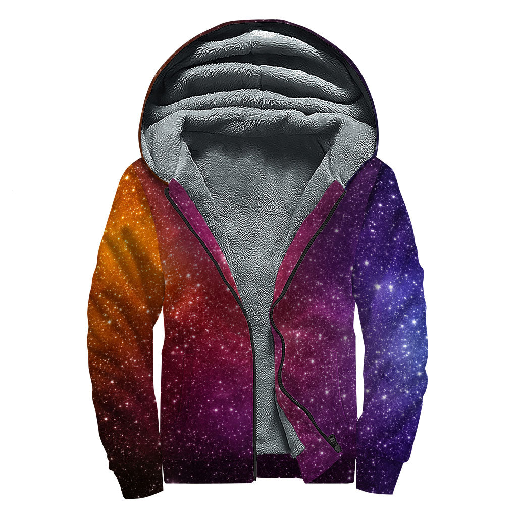 Starry Stardust Bliss Sherpa-Lined Zip Up Hoodie for Groovy Hippies - 1