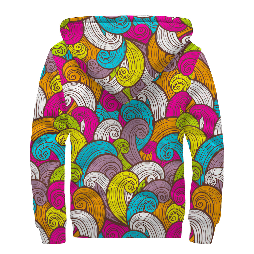 Colorful Wave Sherpa: Stay Cozy and Groovy in this Hippie Zip Up Hoodie - 2