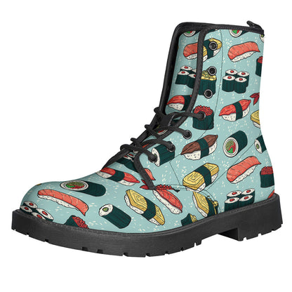 Colorful Sushi and Rolls Pattern Leather Lightweight Boots for Free-Spirited Hippies - 1