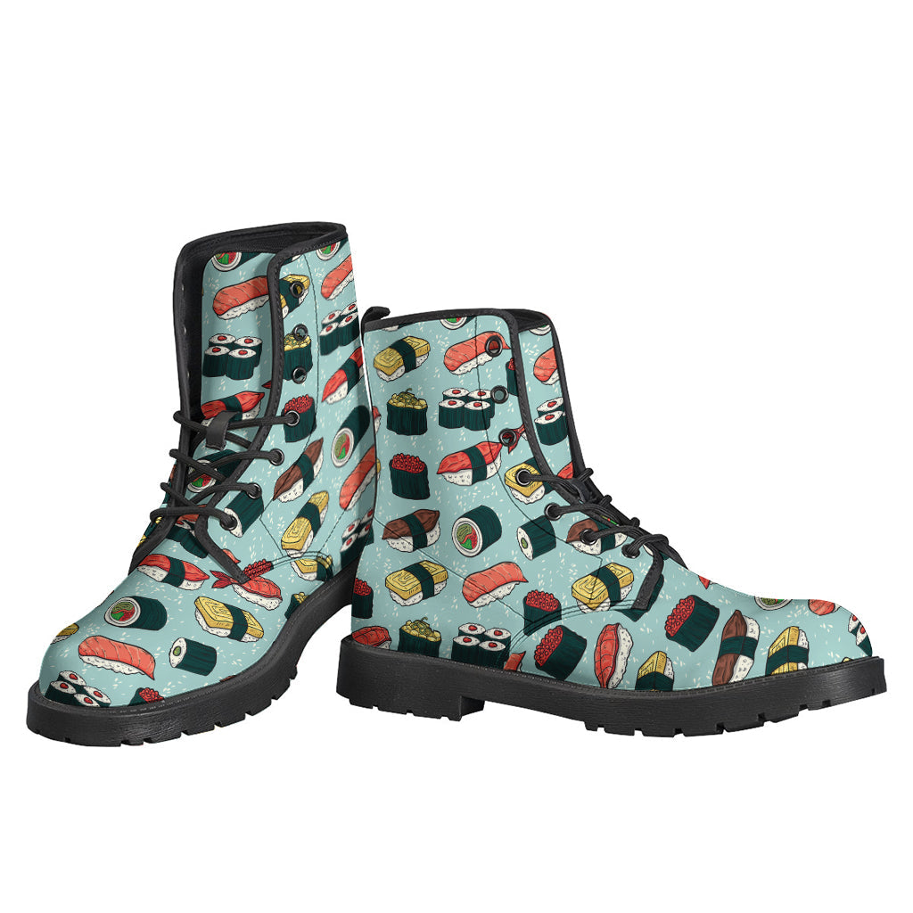 Colorful Sushi and Rolls Pattern Leather Lightweight Boots for Free-Spirited Hippies - 3