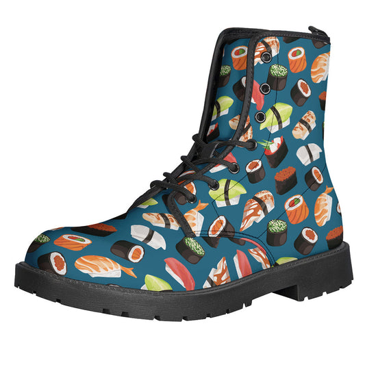 Colorful Sushi Patterned Leather Lightweight Boots for Hippies - 1