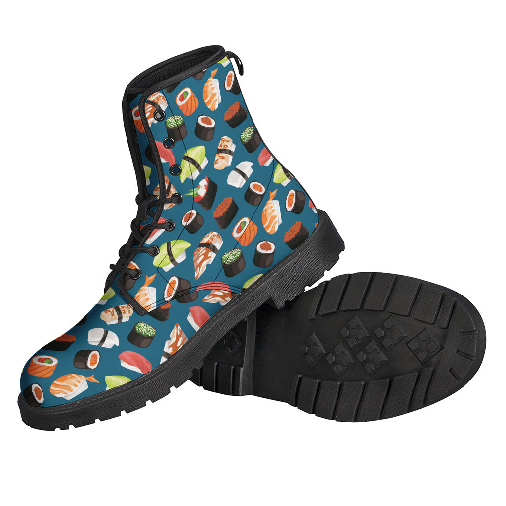 Colorful Sushi Patterned Leather Lightweight Boots for Hippies - 2