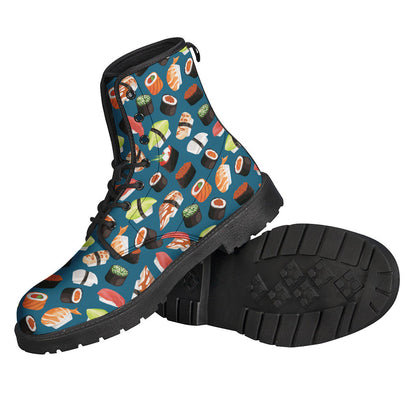 Colorful Sushi Patterned Leather Lightweight Boots for Hippies - 2