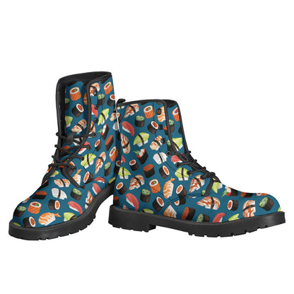 Colorful Sushi Patterned Leather Lightweight Boots for Hippies - 3