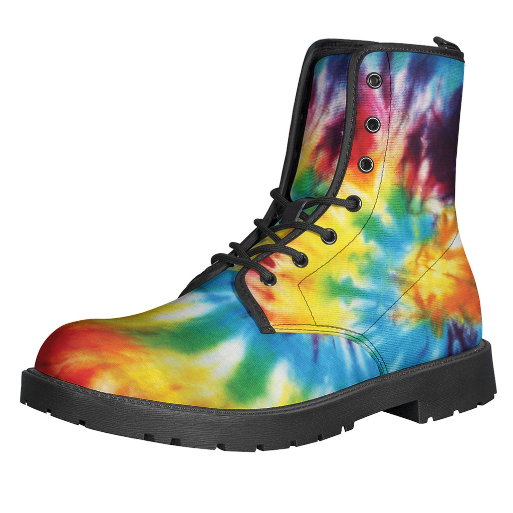 Groovy and Lightweight: Colorful Tie-Dye Leather Boots for the Free-Spirited Hippie - 1