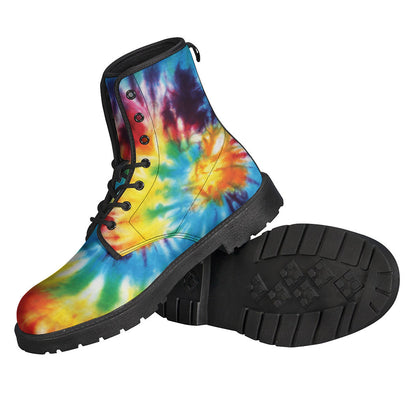 Groovy and Lightweight: Colorful Tie-Dye Leather Boots for the Free-Spirited Hippie - 2