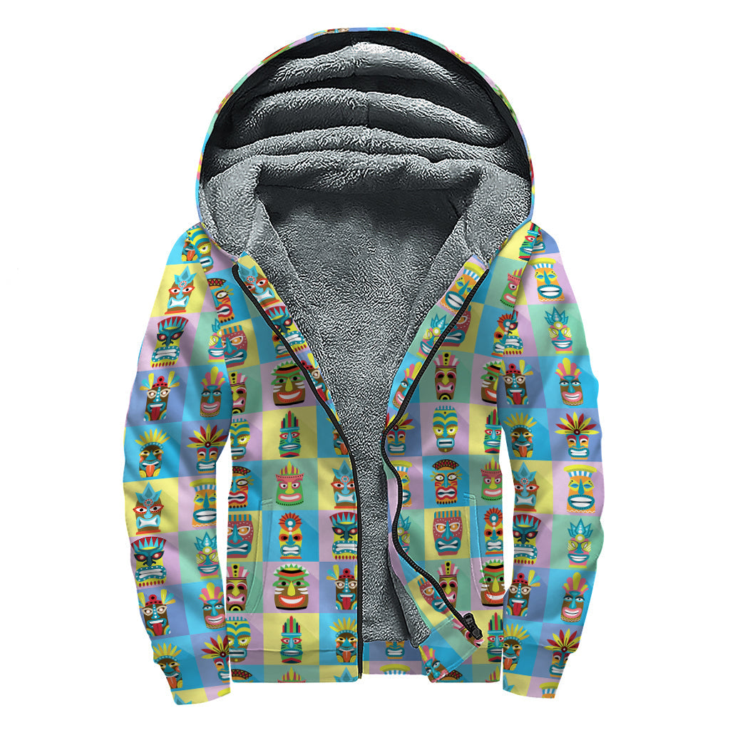 Bohemian Bliss: Colorful Tiki Pattern Sherpa Hoodie for Hippies - 1