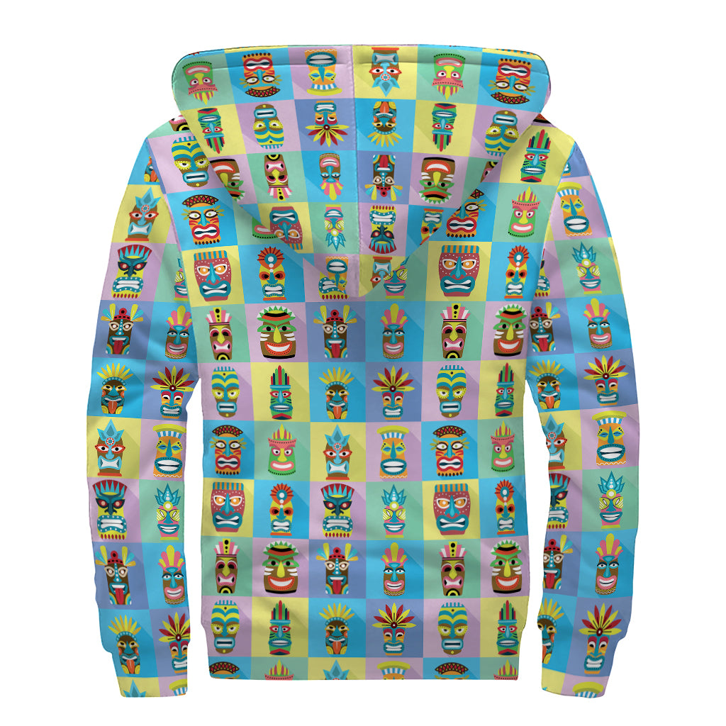 Bohemian Bliss: Colorful Tiki Pattern Sherpa Hoodie for Hippies - 2