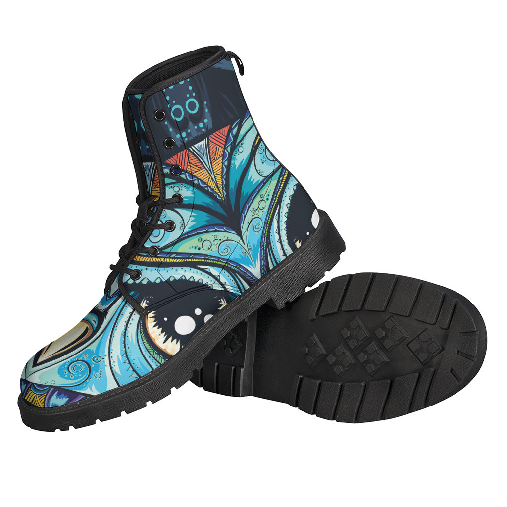 Trendy Tribal Owl Leather Boots for Free-Spirited Hippies - 2