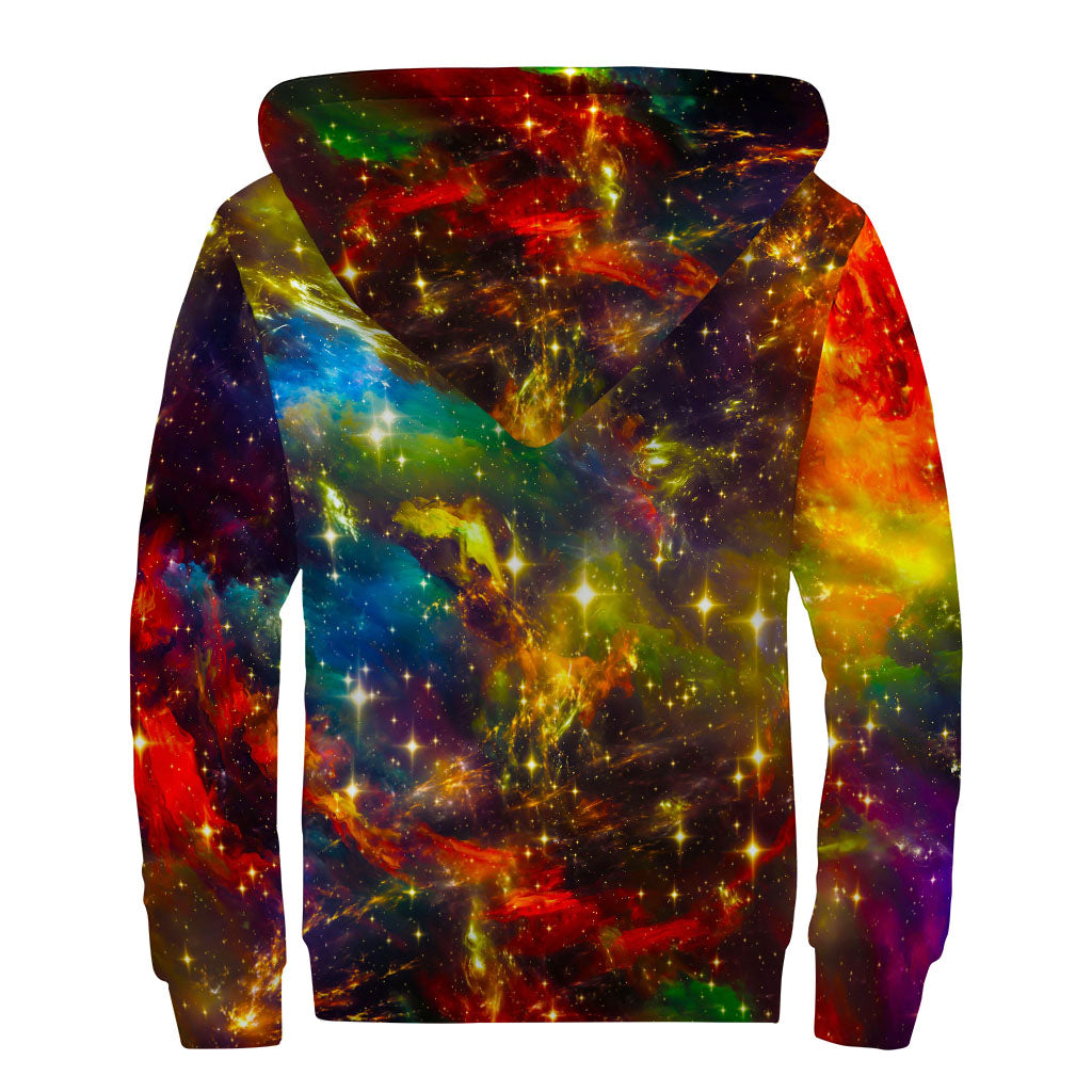 Colorful Universe Galaxy Space Print Sherpa Lined Zip Up Hoodie for the FREE-SPIRITED Hippie - 2