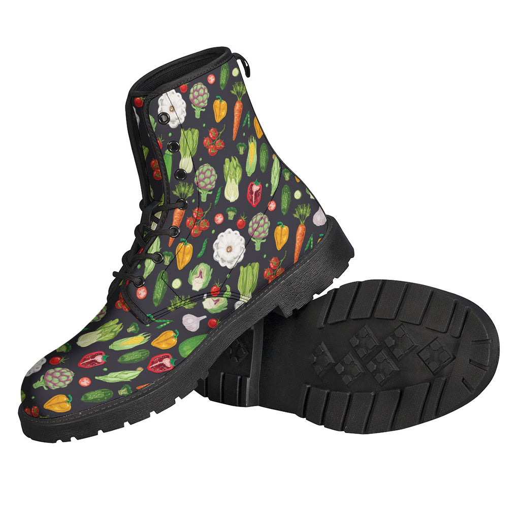 Groovy Vibes: Colorful Vegetable Pattern Leather Boots for Modern Hippies - 2