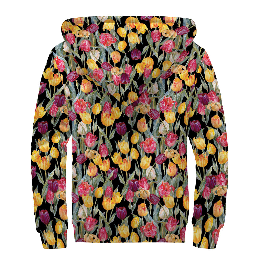 Psychedelic Tulip Dream Sherpa Lined Zip Up Hoodie - 2