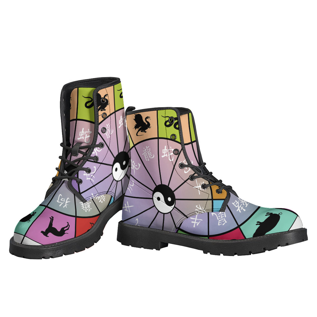 Zodiac Wheel Leather Boots: Embrace Your Inner Hippie Style - 3