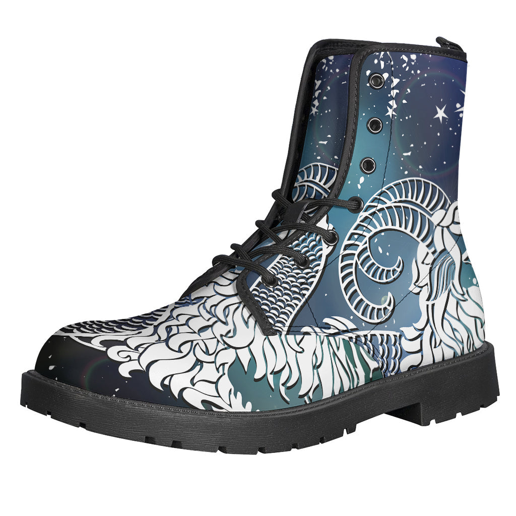 Bohemian Bliss: Constellation of Capricorn Leather Boots - 1