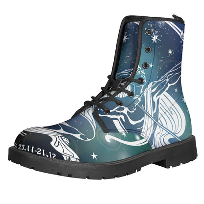 Bohemian Bliss: Sagittarius Constellation Leather Lightweight Boots - 1