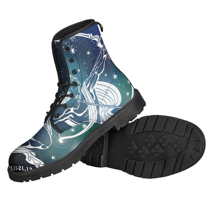 Bohemian Bliss: Sagittarius Constellation Leather Lightweight Boots - 2