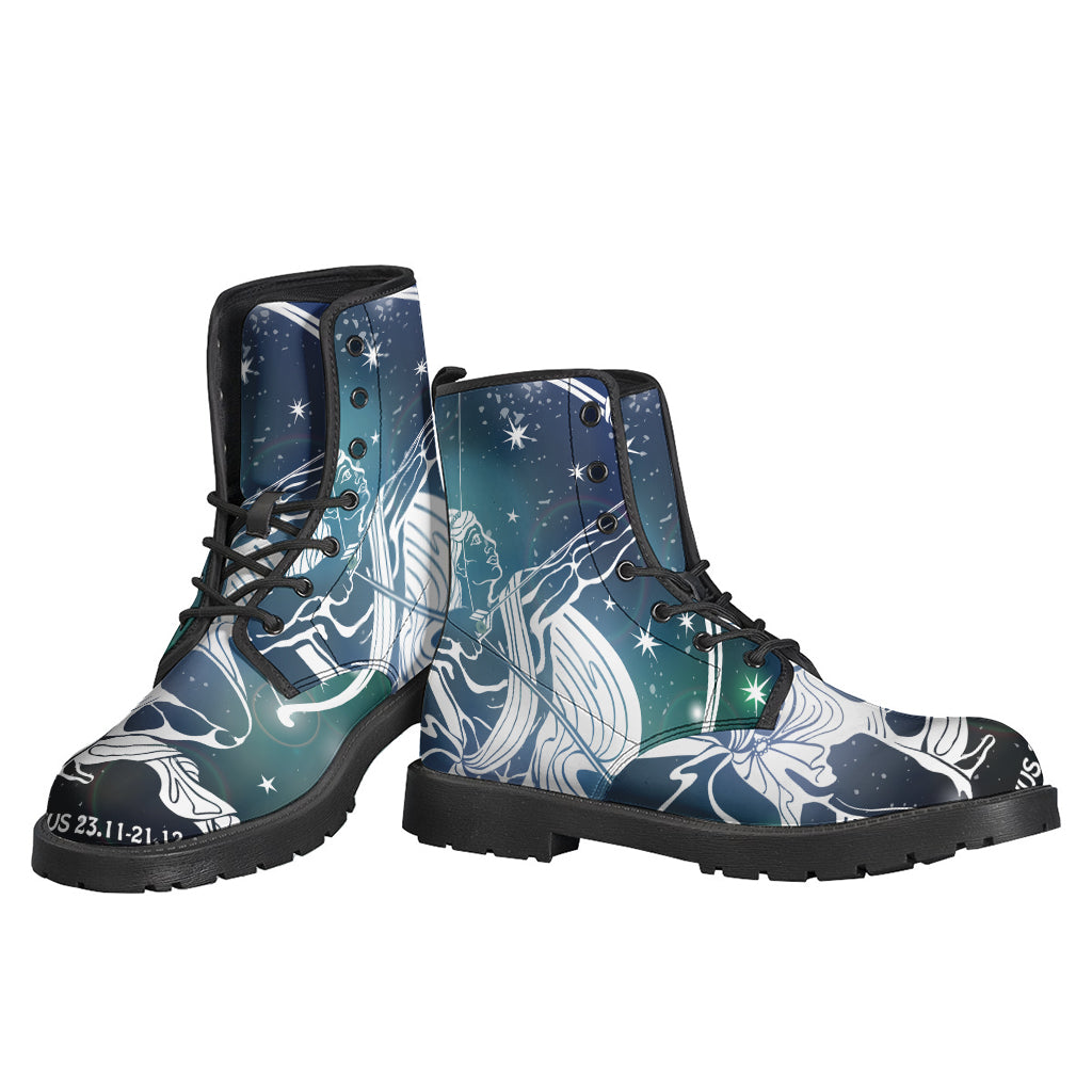 Bohemian Bliss: Sagittarius Constellation Leather Lightweight Boots - 3