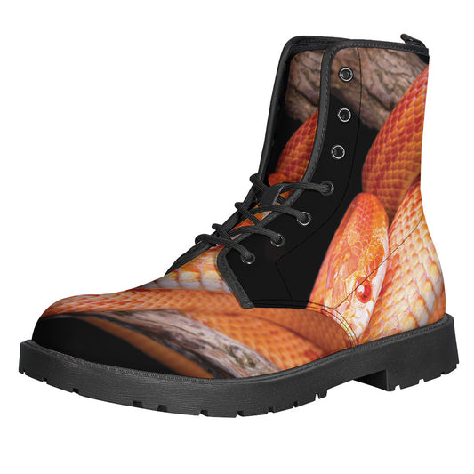 Corn Snake Print Leather Hippie Boots: Embrace Your Free Spirit - 1