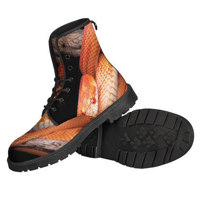 Corn Snake Print Leather Hippie Boots: Embrace Your Free Spirit - 2