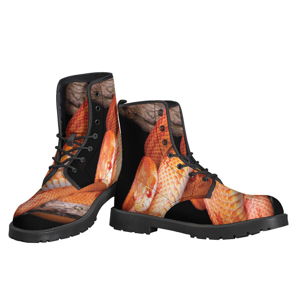 Corn Snake Print Leather Hippie Boots: Embrace Your Free Spirit - 3