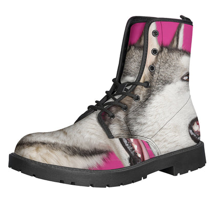 Groovy Alaskan Malamute Leather Boots for Free-Spirited Hippies - 1