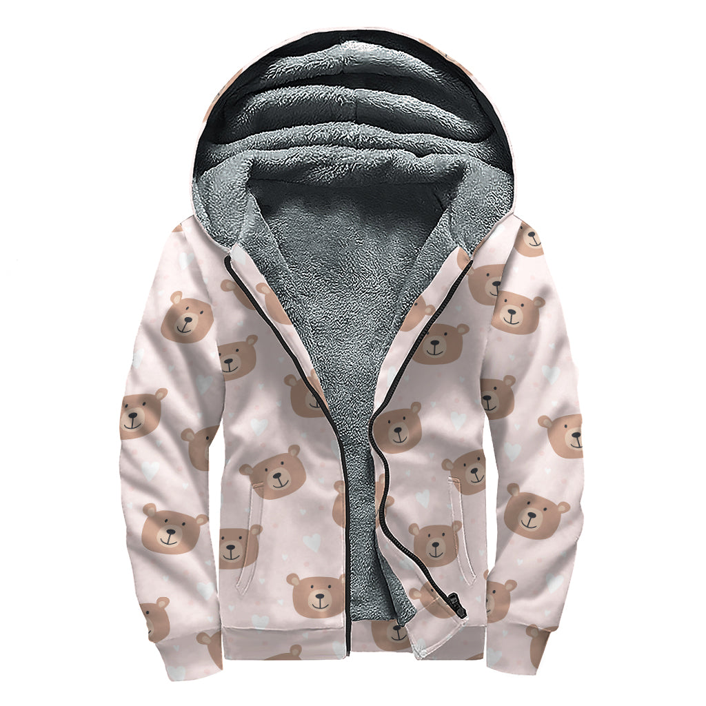 Brown Bear Love: Sherpa Lined Zip Up Hoodie for Flower Child Fashionistas - 1