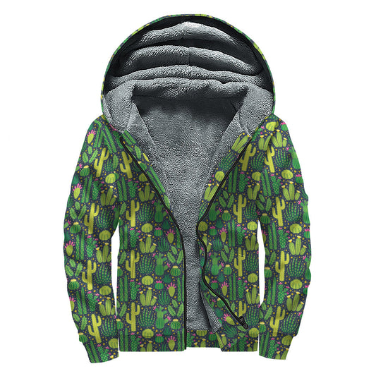 Cactus Dreams: Sherpa Lined Zip Up Hoodie for Boho Babes - 1