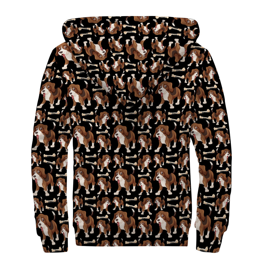 Groovy Beagle Pattern Sherpa Lined Zip Up Hoodie - 2