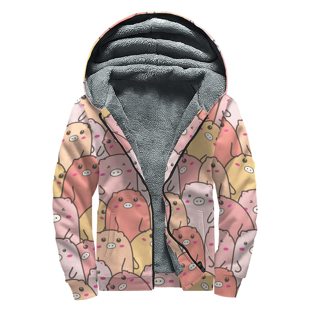 Groovy Piggy Love Sherpa Lined Zip Up Hoodie for Peace-Loving Hippies - 1