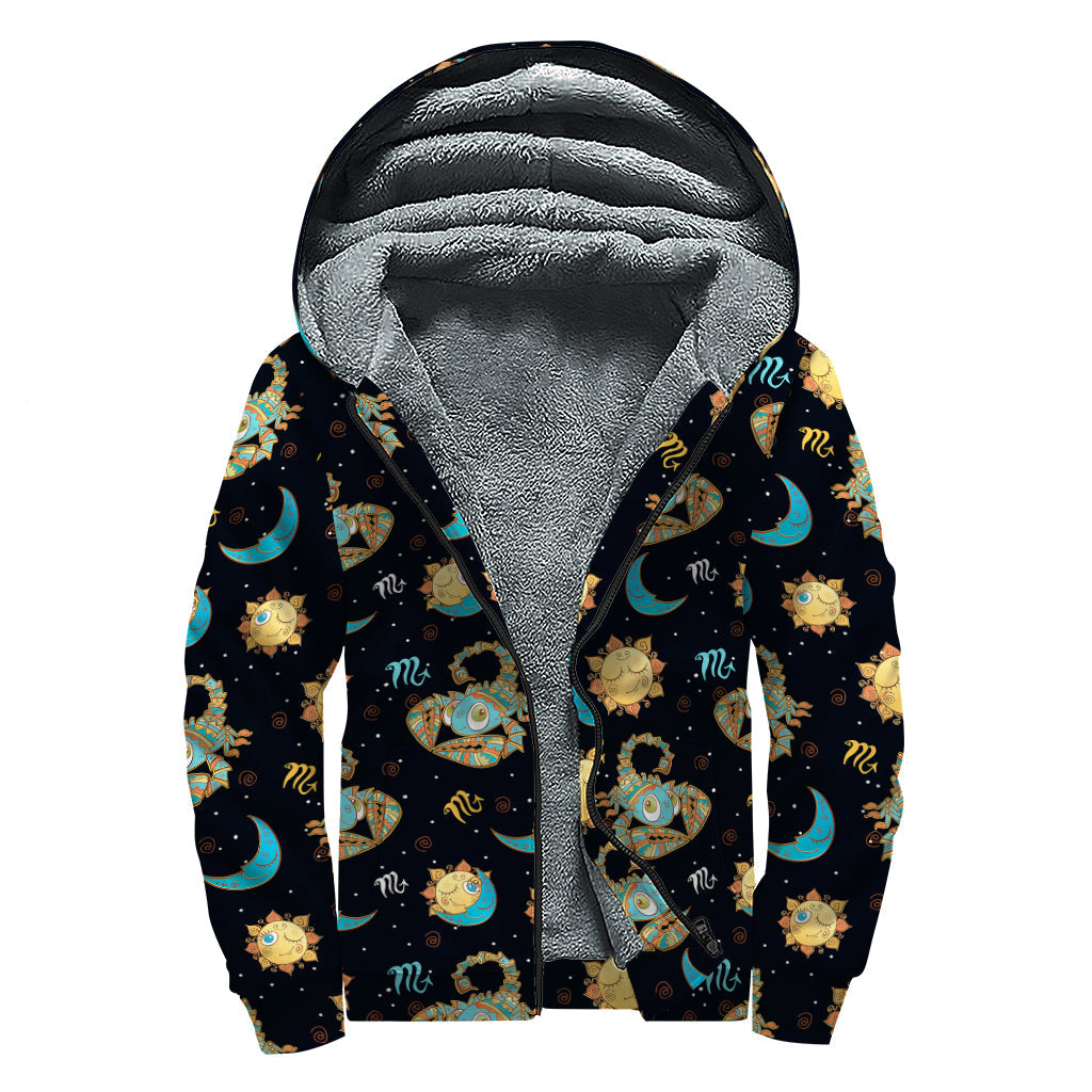 Groovy Sherpa Lined Zip Up Hoodie for Cosmic Scorpio Hippies - 1