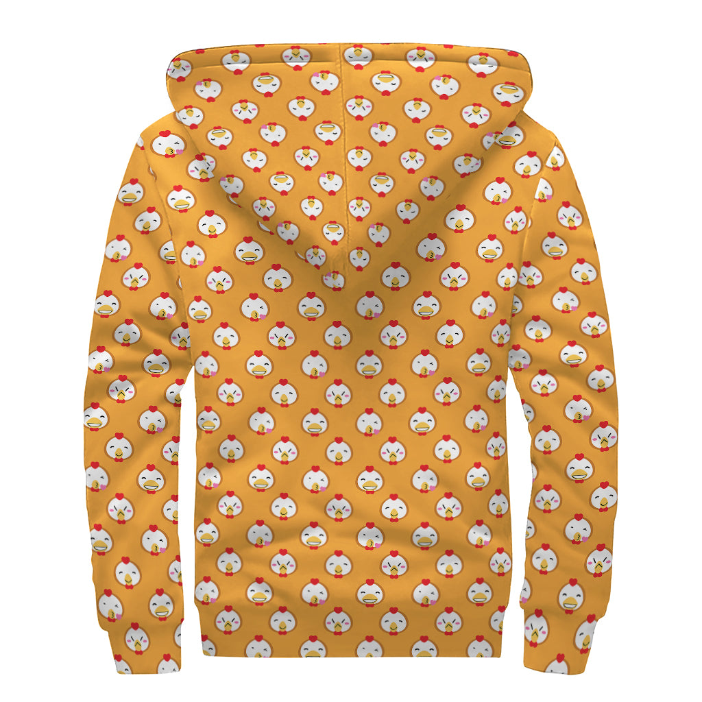 Peace, Love, and Coziness: Cute Chicken Emoji Sherpa Lined Zip Up Hoodie for Hippies - 2