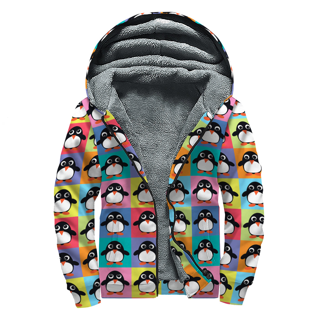 Groovy Penguin Sherpa Lined Hoodie for Hippies - 1