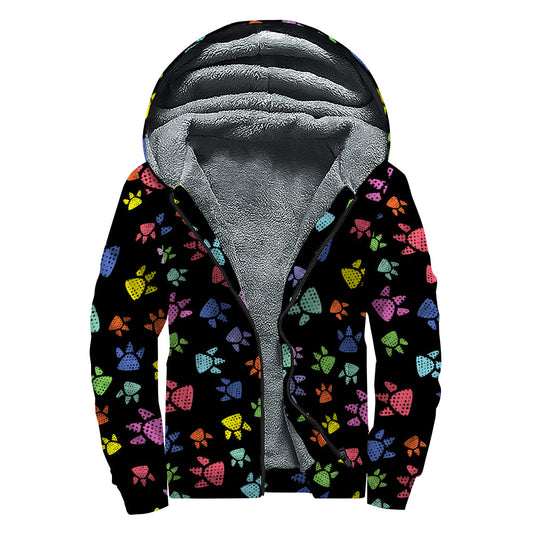 Cosmic Dino Footprint Sherpa Hoodie - 1