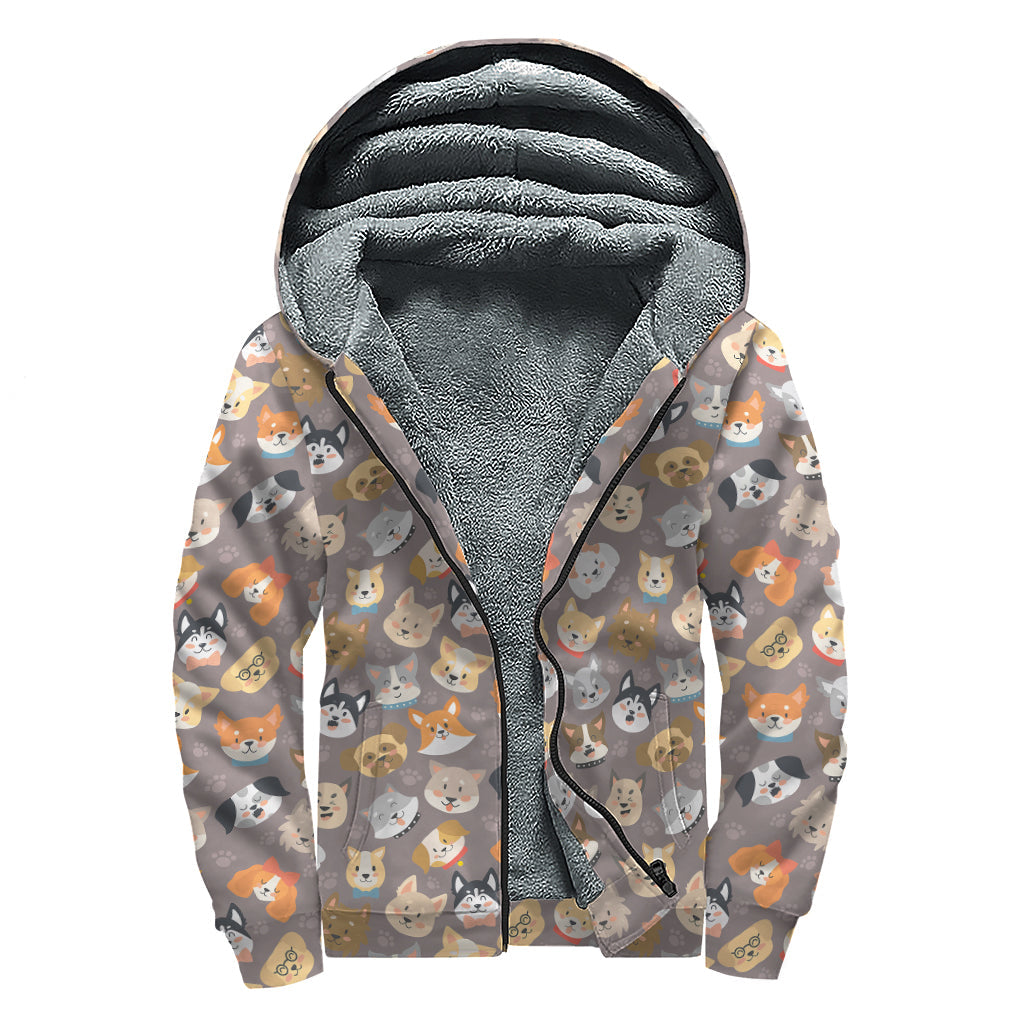 Groovy Dog Emoji Sherpa Lined Zip Up Hoodie for Peace-Loving Hippies - 1