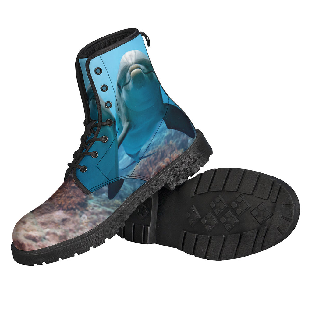 Dolphins in the Ocean Leather Lightweight Boots for Hippie Souls - 2