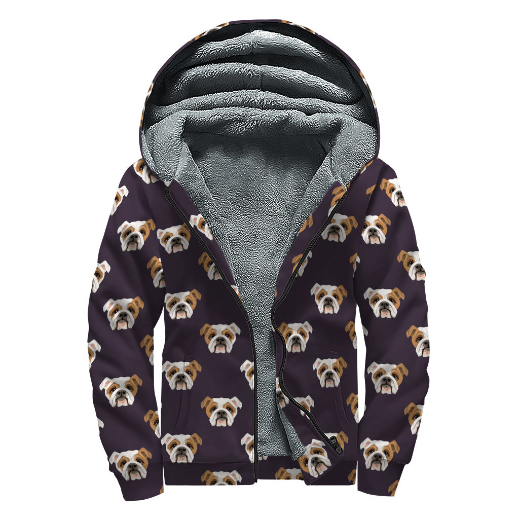 Groovy Bulldog Patterned Sherpa Lined Zip Up Hoodie for Hippies - 1