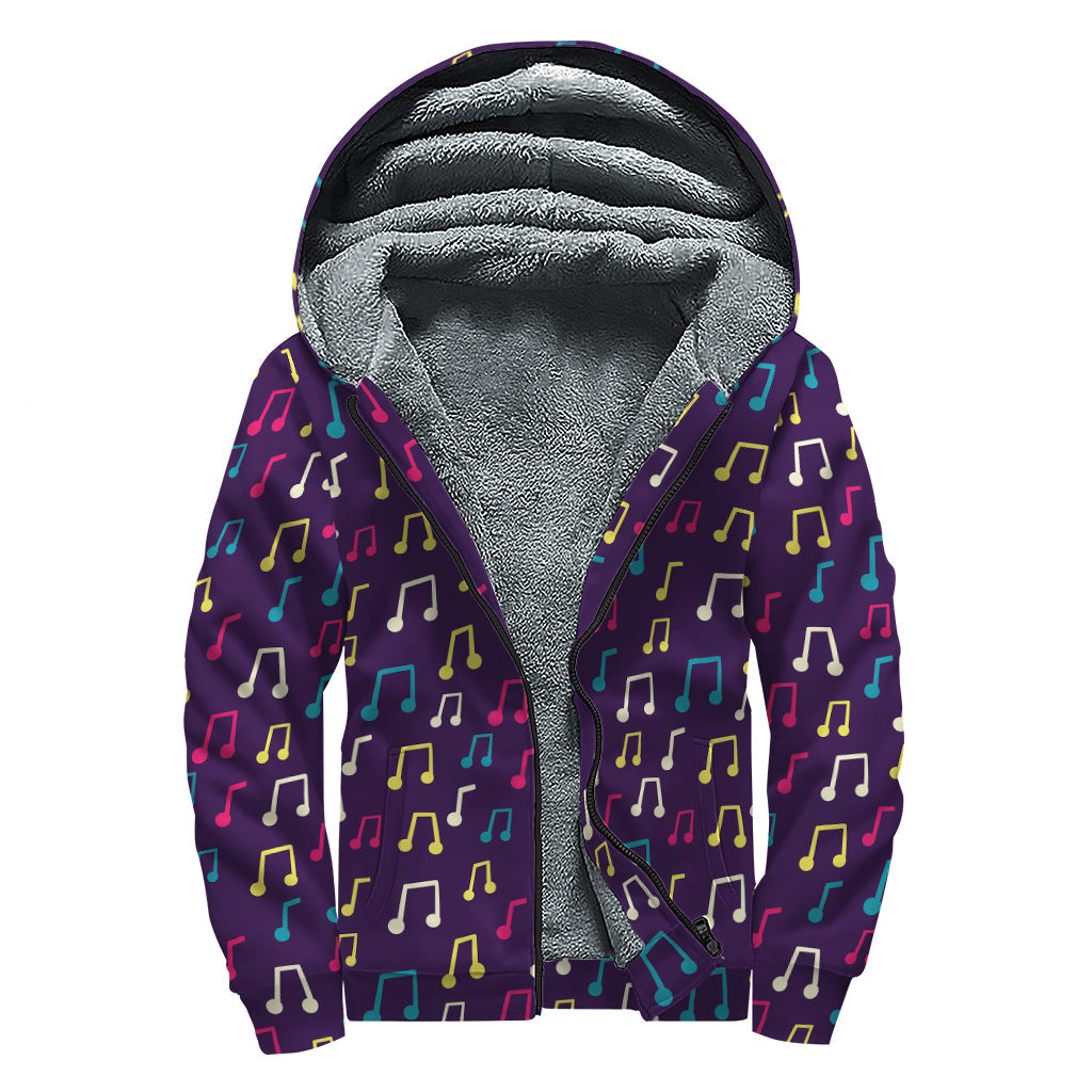 Groovy Music Notes Sherpa Hoodie for Free-Spirited Hippies - 1